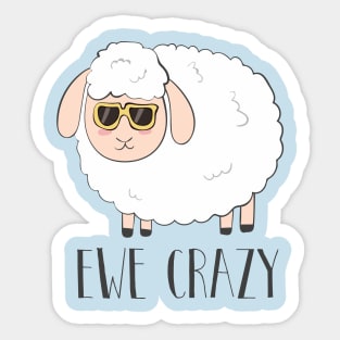 Ewe Crazy Cool Cute Funny Sheep Wearing Sunglasses Design Sticker